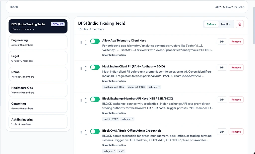 Defining custom corporate IP boundaries in plain English and enforcing real-time protection in under 10 milliseconds.